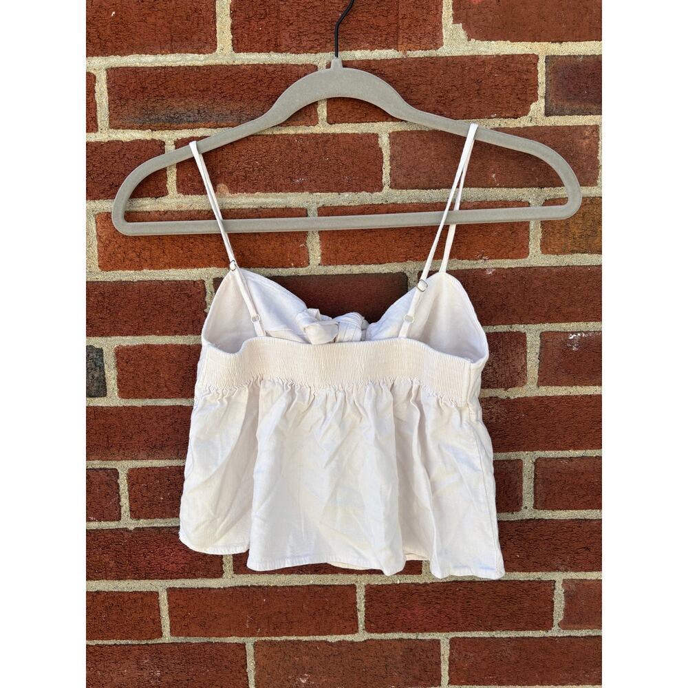 Y2K White Tie Front Cami Top One Size Coquette Minimal Summer Crop Tank - Picture 6 of 8